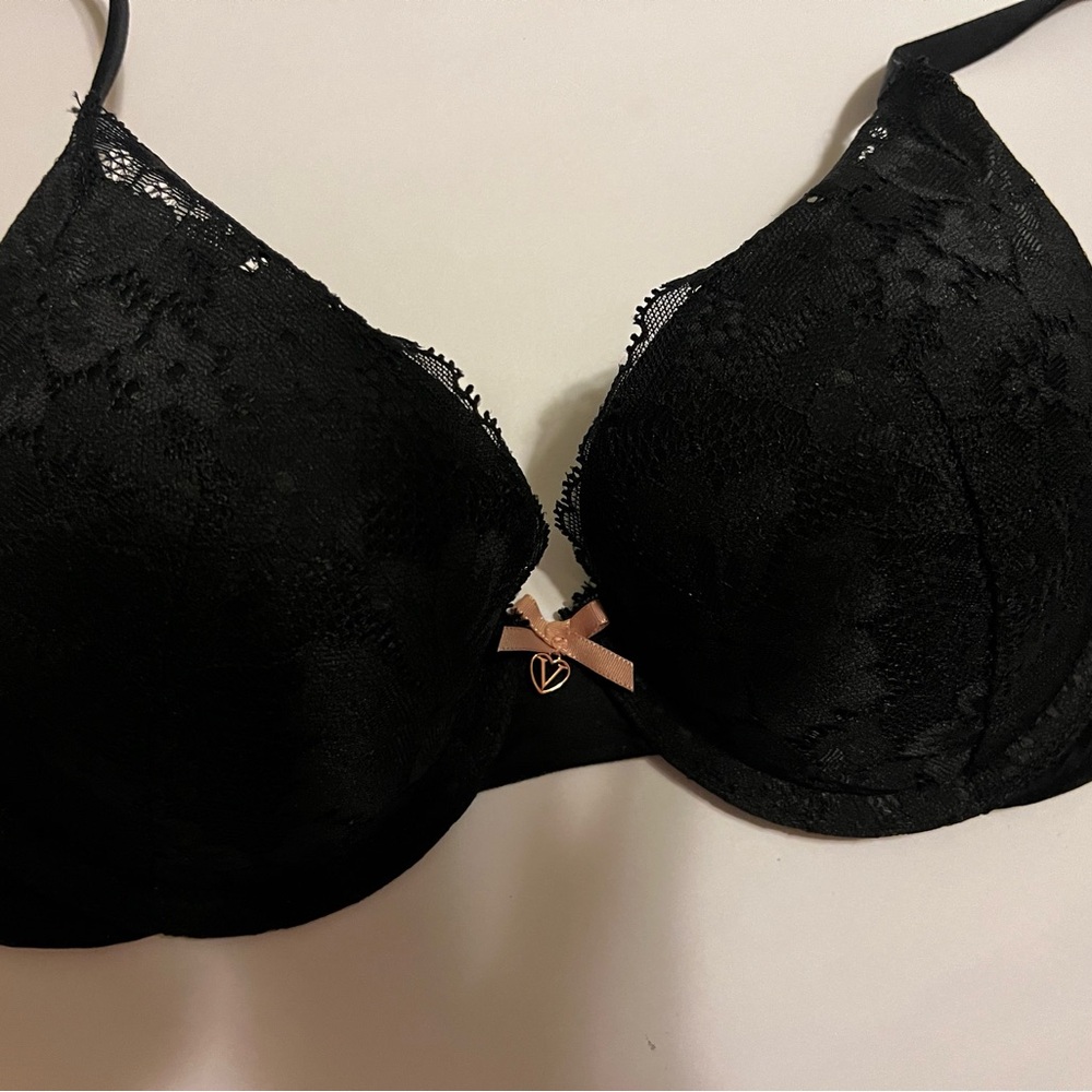 Victoria's Secret Black Lace Bra with Gold Accent